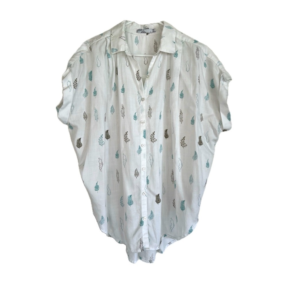 prAna Fremont Woven Top in Soft White Ferns, Large - Picture 3 of 6